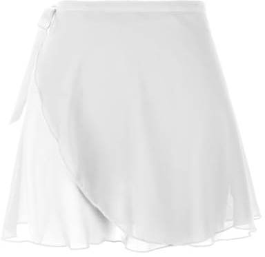 Lusofie Faldas de baile para mujer con lazos elásticos, falda corta de ballet de gasa transparente para mujer, falda envolvente de ballet para mujeres adultas, blanco, Altoa única