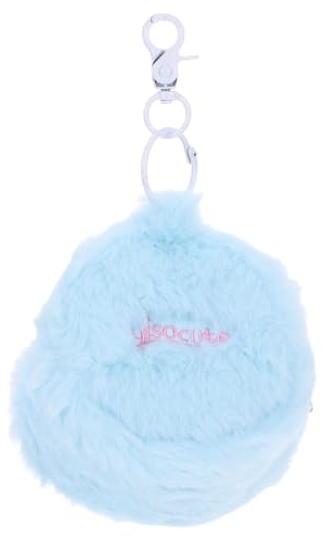 FRCOLOR Porte-Monnaie Kawaii Peluche Portefeuille Rond avec Fermeture Éclair et Mousqueton pour Accessoires