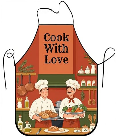 Delantales vintage para cocinar, delantal culinario rojo con diseño Cook with Love, delantal de cocina para adultos, Fez, Rojo, 24x31 Inch