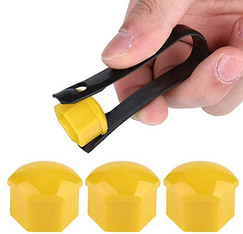 Dioche 20 Copridadi per Ruote Auto da 17 Mm - Protettivi Contro Il Furto per Auto - Materiale Nylon PA66, Installazione Semplice, Design Elegante, Disponibili in Diversi Colori (Yellow)