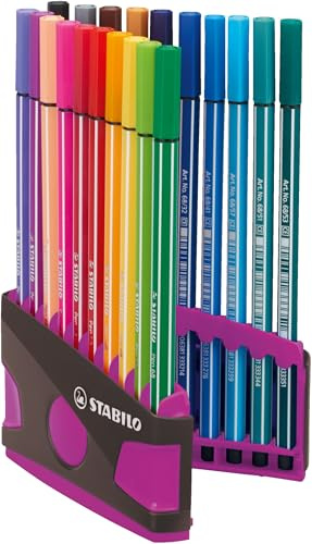 STABILO - Premium-Filzstift - Pen 68 ColorParade - 20er Tischset in anthrazit/pink - mit Hängelasche