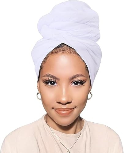 XTREND - Écharpe de turban en jersey pour femme, longue, étirable, enveloppe de cheveux en jersey respirant léger pour l'été, couleur unie (blanc)