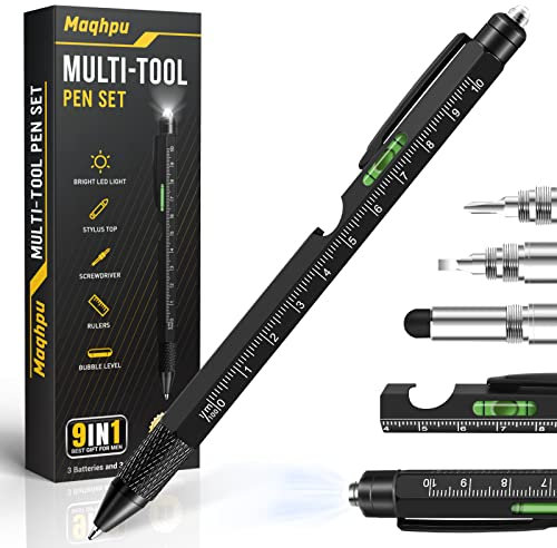 Maqhpu Gifts for Men, Stocking Fillers, 9 in 1 Multi Tool Pen Dad Gifts for Him, Mens Gifts for Dad, Birthday Gifts for Men, Gadgets for Mens