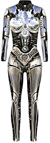 Seaur Halloweenkostym, dam, skelett, cosplay, catsuit, overall, ben, dräkt, karneval, S, M, L, XL