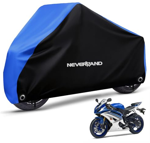 NEVERLAND Motorcycle Cover Waterproof Outdoor - All Season Scooter Covers Heavy Duty with 2 Lock-Holes, Bandage & Storage Bag Fits Most Motorcycles, Scooters, Dirt Bikes, Sportbikes (Up to 86”)