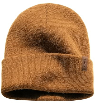FURTALK Herren Cuffed Beanie Winter Mütze Unisex Wintermütze Weich Warm Strickmütze Braun
