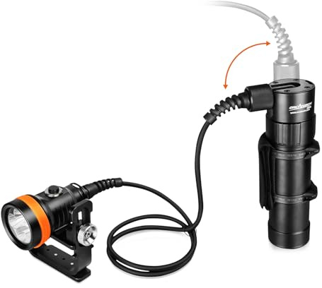 ORCATORCH D630 V2.0 5 LED 4600 Lumen Gerade oder seitlich montierte Kanister Primäre Tauchlampe Technische Tauchtaschenlampe, für Höhlentauchen, Wracktauchen