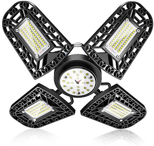 Werkstattlampe 16800 Lumens 200W 6000K Garagenlampe mit 4+1 Aluminiumflügel,120 Grad Weitwinkel verstellbar, IP64-Design Werkstattleuchte für Parkhäuser, Lagerhallen, Keller, Korridore, Balkone
