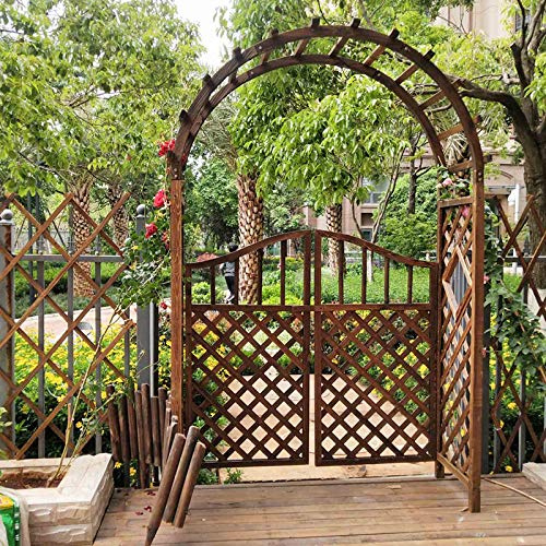 Trädgårdsbåge med grind, robust pergola, lätt att montera, klättervalv för blomväxter, utomhusgräsmatta (1,4 m/4,6 fot)
