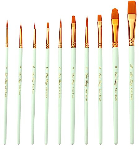 WeddHuis 10 Pezzi Set di pennelli per dipingere, 10 diverse misure, per artisti, adulti e bambini