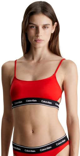Calvin Klein Top de Bikini Tipo Bralette sin Aros para Mujer, Rojo (Cajun Red), XL