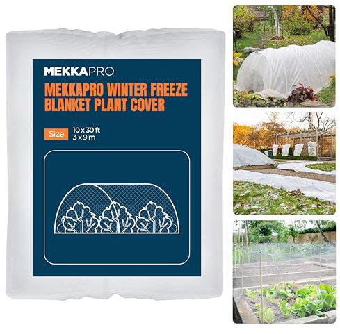 MEKKAPRO Wintervlies für Pflanzen Frostschutz - 9,1 x 3 m - Extra Reißfest - Vlies für Pflanzen im Winter mit anpassbarer Größe - 30 GSM - UV Schutz - Für alle Arten von Pflanzen geeignet