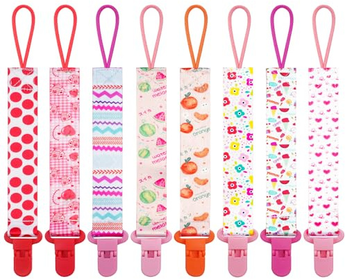 Aolso Ciuccio Catena, 8 Pezzi Catenella Portaciuccio, Catena per Ciuccio Compleanno Natale Regalo-Gelato