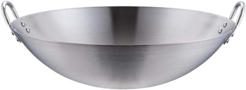 LRTYZBD Padelle da cucina Wok, padella wok non rivestita, grande, professionale, con manico in acciaio, wok multiuso, diametro bocca 60 cm