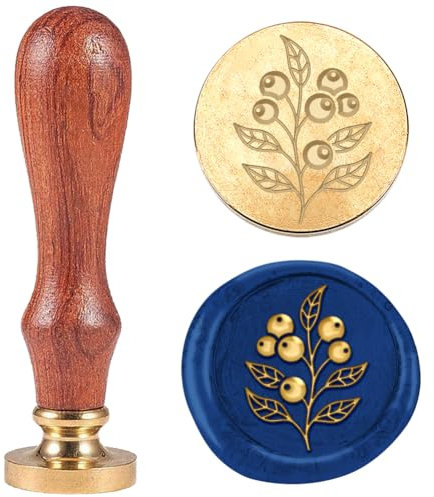 DELORIGIN 3D Siegelstempel Mit Beeren Motiv 25mm Retro Siegelstempel Abnehmbarer Siegelstempel Mit Messingkopf Personalisiert Wachssiegel Für Umschläge Grußkarten Briefe Hochzeitsdeko