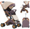 WODFARR Kompakter Buggy, Liegeposition, von Geburt bis 4 Jahre (bis zu 25 kg), sitzend oder liegend, verstellbarer Griff, 4 Räder mit Baumwollmatte + Moskitonetz (Khaki)