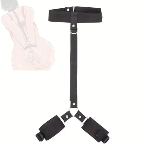 2 in 1 set di gioco di ruolo in nylon nero con collare e manette