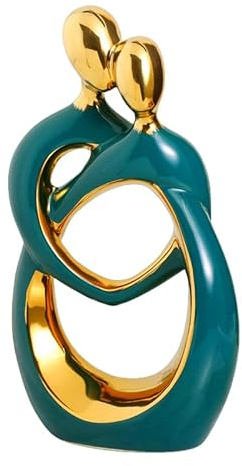 QBMYCN Statua in ceramica di coppia che abbraccia, statua di arte astratta moderna, scultura romantica di coppia astratta, per soggiorno, camera da letto, ufficio, ingresso, camino.