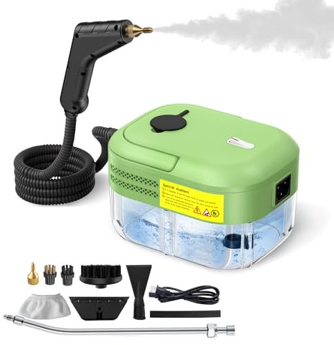 Hombasing 7-in-1 Handheld Steam Cleaner, 2200W Portable Steam Cleaner whit 1.2L Water Tank for Home Kitchen Use, Steam Cleaner Machine for Cleaning Upholstery, Bathroom, Grout and Tiles, Car Detailing