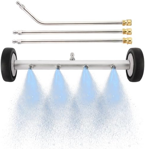 Unterbodenreiniger Auto Wasserbesen für Hochdruckreiniger, 16 Zoll Hochdruckreiniger, 4 Düsen mit 3 Verlängerungsstäben 1/4 Schnellkupplung, Oberflächenreiniger für Hochdruckreiniger 4000 PSI