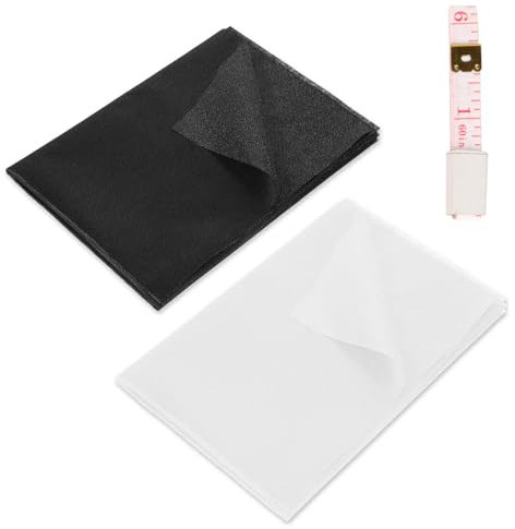 QUIIEOSKIA 2 Stück Bügelvlies 100 x 100cm 55g/m², Einlagestoff Vliesstoff Aufbügeln,Vlies Vliesstoff für Bügelfalten Nähhandwerk Basteln(Schwarz Weiß)