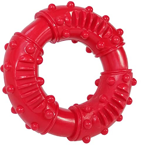 Anello da Masticare ,Giocattoli da Masticare per Cani per Masticatori Aggressivi,Giocattolo Indistruttibile in Gomma Naturale per Cani-Divertente da Masticare,Cacciare e Recuperare (Rosso)