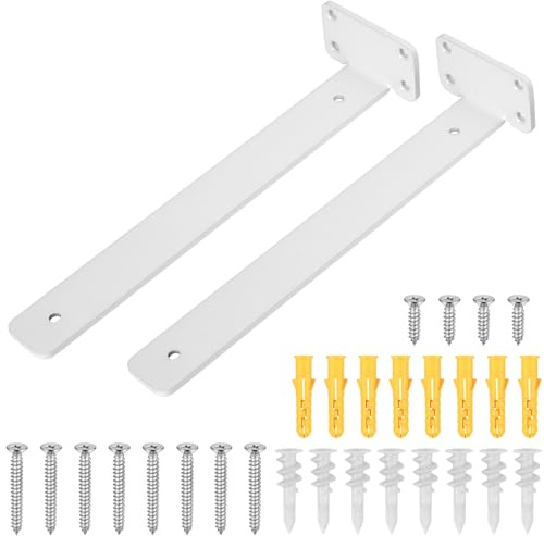 Soporte para estante, 2 piezas Soporte para estante flotante invisible, soportes estantes de pared (Blanco, 305mm)