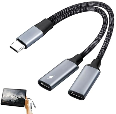 USB C Splitter,2 in 1 USB-C Hub Multiport Adapter,US/B-C Splitter 2 Port,USB Double Adapter,Type C Split/ter, US/B-C Male to 2 U/SB-C Female Extender,US/B-C Multiport Adap/ter for Charging,PC,Devices