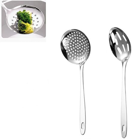 Serving Spoon,2 pcs Slotted Spoons for Straining 33cm,Stainless Steel Cooking Spoon Kitchen Serving Skimmer Ladle Multi-Purpose Kitchen Utensils for Straining Pasta Cooking Frying