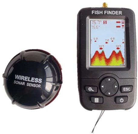 100M Bärbar ekolod Fishfinders Fiskedrag Ekolod Fishing Finder Larmgivare Sjö Havsfiske(Black)