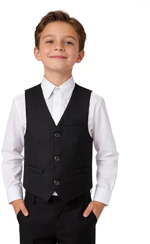 LOLANTA Chaleco de Traje para Niño, Completamente Forrado, Chaleco Formal para Bodas, Bautizos y Comuniones– Talla 7 a 14 Años