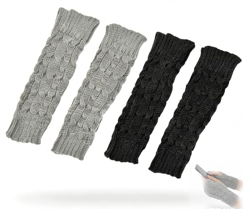 2 pares de guantes sin dedos de punto cómodos, elásticos y cálidos para invierno, ideales para ciclismo, escalada y trabajo manual