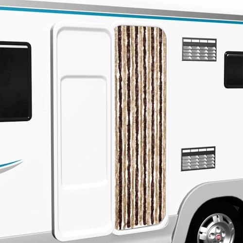 Genérico Cortina antiinsectos para caravana, puerta mosquitera de chenilla polipropileno beige y marrón claro, 56 x 185 cm, hilos flexibles y densos para privacidad, extraíble y resistente