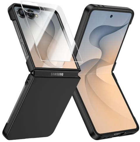 Doeshine för Samsung Z Flip 8 fodral ultratunn skärmskydd svart | Lätt hudvänlig, hård PC stötsäkert skyddsfodral reptåligt robust skydd skyddsfodral för Galaxy Z Flip 8 fodral 5G 2026