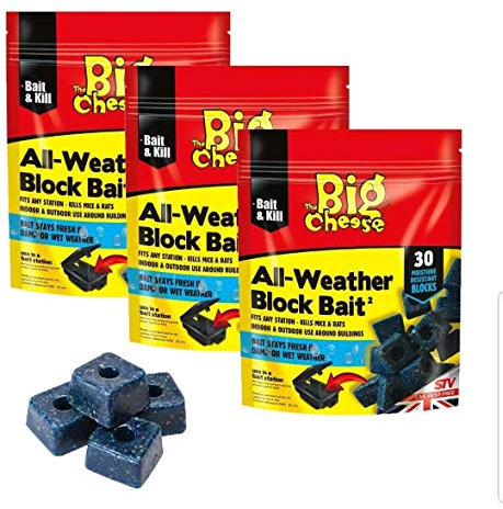 THE BIG CHEESE 90 ALL WEATHER BLOCKS POISON BLOCK BAIT RAT MOUSE MICE RODENT