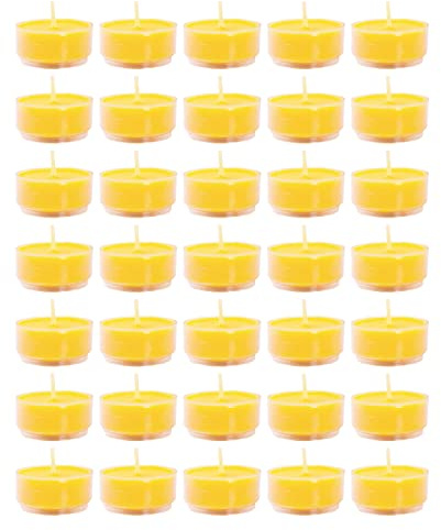 Mudra Crafts Tibetan Tealight Vanaspati Ghee Butter Lamp Candle Set for Meditation, Ceremonies, Rituals, Altars, Diwali (Clear Container)
