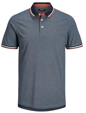 Jack & Jones Men's Jjepaulos Polo Ss Noos Polo Shirt, Denim Blue, S