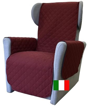 Moonange Housse de Fauteuil 1 Place avec accoudoirs et Assise 55 cm. Imperméable, réversible, antidérapante, Relaxation, Anti-Taches, Anti-Rayures, Chiens, Chats, Moderne, Bordeaux