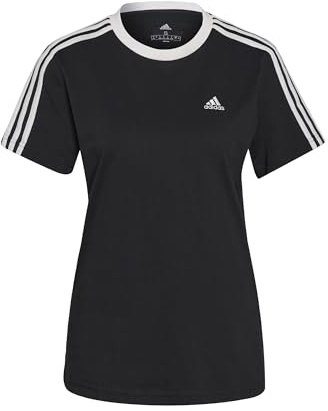 adidas Women's Essentials 3-Stripes Tee, Black / White, M