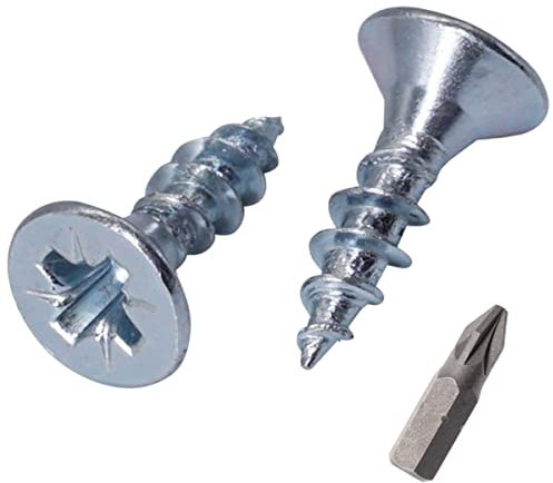 SKIR'CO Lote de 300 tornillos de acero chapado en zinc de 4,0 x 12 mm, cabeza avellanada Pozidriv, tornillos de aglomerado, rosca PZ totalmente (300, 4 x 12 mm)