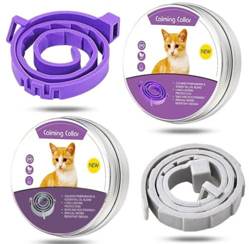 Cat Calming Collar - 2Pcs Adjustable Calming Collars for Cats - 15 Inches Cat Collar for Natural Calm Cat's Treatment (38cm)