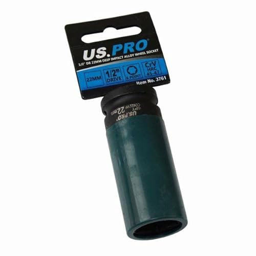 US PRO Tools Single 1/2 Dr 22mm Deep Impact Alloy Wheel Socket 3761