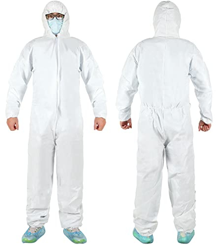 Treela 12 Pcs Disposable Protective Coverall Painter Painting Suit with Elastic Hood,wrist, Ankle and Waist (X-Large)