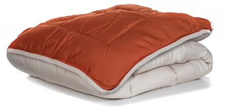 Zelesta Easybed 4 säsonger täcke utan överdrag, sängkläder för vinter och varm sommar duntäcke - tvättbart täcke utan överdrag (ljusgrå och ingefära, 140 x 200 cm)