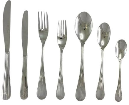 Lebrun Couverts SILLAGE 8MM - Ménagère 42 pièces en Inox 18.0 - Service de table pour 12 personnes: 12 fourchettes table,12 couteaux steak,12 cuillères table,12 cuillères à café - Marque Française