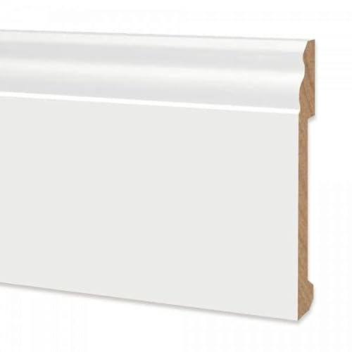 Battiscopa duropolimero alto ducale bianco - Zoccolo da cucina 2000x200x14 mm - Battiscopa resistente agli urti (2 Pezzi da 1000x200x14 mm)