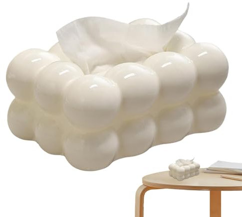 Generisch Zuckerwatte Tissue Box | Taschentuchbox Bubble | Dekorativer Kosmetiktuchhalter | Weiß, SPIELFROH_DEKORATIV, Polypropylen (PP), Für Tisch, Wohnzimmer, Schlafzimmer, Badezimmer Und Auto