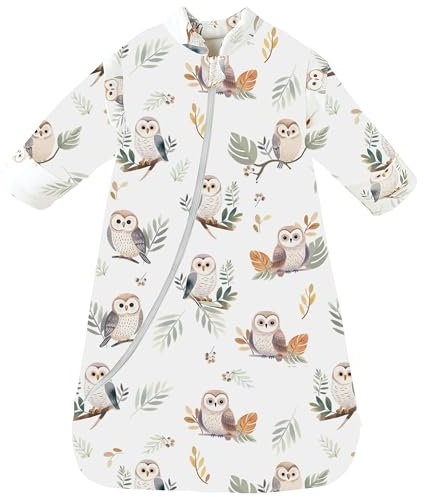 Chilsuessy Baby Schlafsack Winter 2.5 Tog Kinder Schlafsack Ganzjahres Schlafsäcke Jungen Mädchen Schlafsack für Kleinkinder Neugeborene, Eule/2.5 Tog, S (65-75 cm)