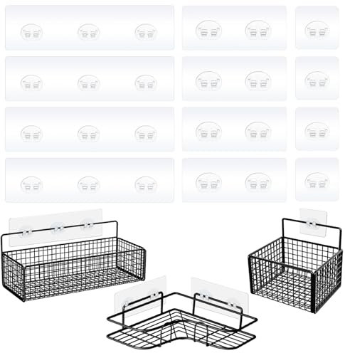 WY LIGHTING LEVEL 12 Stück Dusch Caddy Klebe Ersatz Stark Klebende Aufkleber Haken für Eck Dusch Caddy Badezimmer Regal Korb Seifenschale Hängehaken Küchenzubehör Ohne Bohren