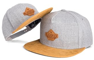 Blackskies® Essentials Snapback Cap - Lot de 2 Parent-Enfant - Casquette Baseball Look Assorti Cadeau Mini-me Basecap Papa-Fils & Maman-Fille Gris-Brun - 49-54 cm